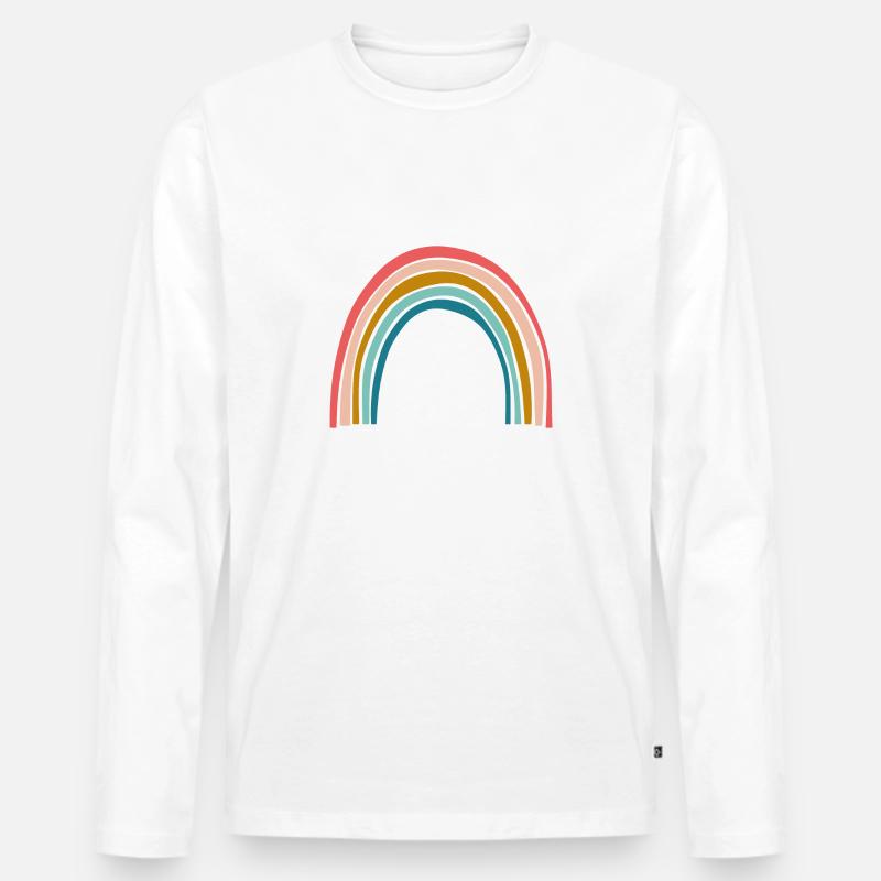 Regenbogen - Männer Premium Bio Langarmshirt - Weiß