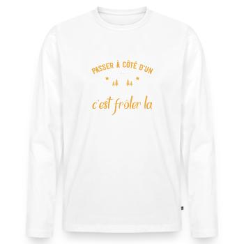 Bûcheron humour métier, bois, idée cadeau original - T-shirt manches longues Premium bio Homme - blanc - Devant - Nico (187cm)