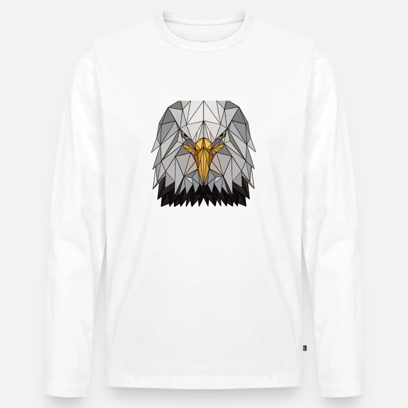 Adler Polygon - Männer Premium Bio Langarmshirt - Weiß