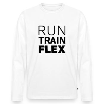 Run Train Flex - Männer Premium Bio Langarmshirt - Weiß - Vorne - Nico (187cm)