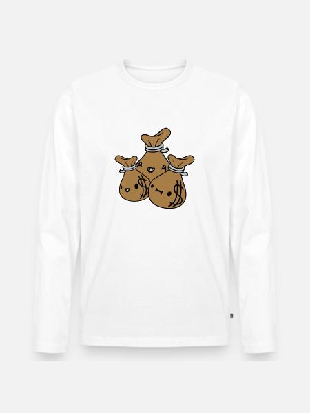 Geldsäcke Freunde Team Crew - Männer Premium Bio Langarmshirt - Weiß
