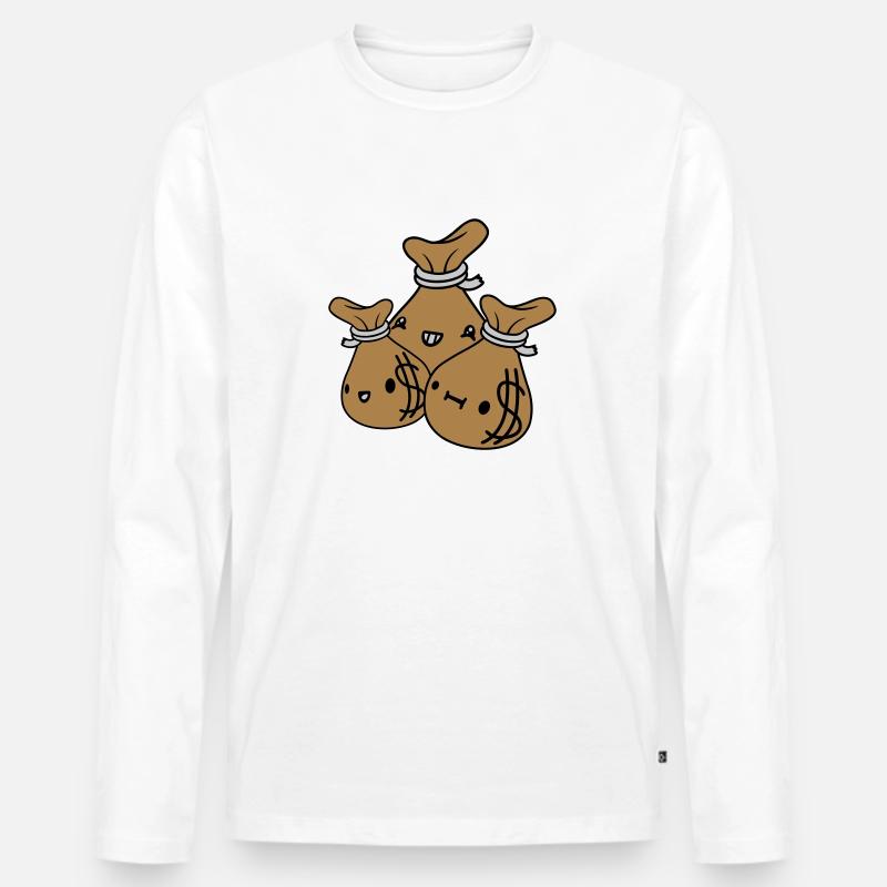 Geldsäcke Freunde Team Crew - Männer Premium Bio Langarmshirt - Weiß