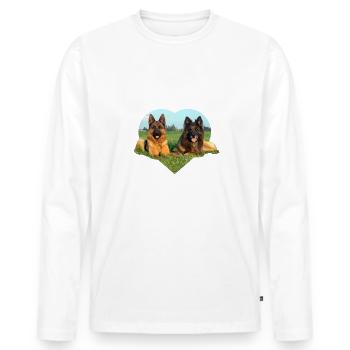 Schäferhund Mischling Best Friends Herz - Männer Premium Bio Langarmshirt - Weiß - Vorne - Nico (187cm)