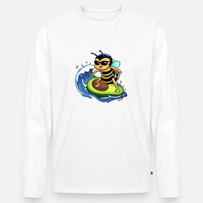 Biene surft Avocado - Männer Premium Bio Langarmshirt - Weiß