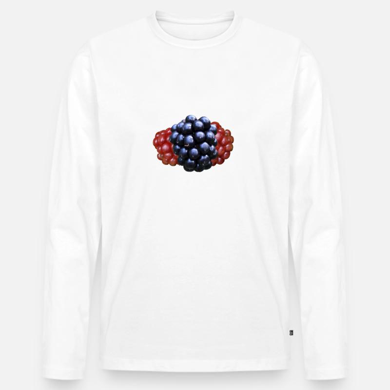 Brombeere Brombeeren Beeren Früchte - Männer Premium Bio Langarmshirt - Weiß