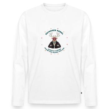 Reindeer Rebell - Männer Premium Bio Langarmshirt - Weiß - Vorne - Nico (187cm)
