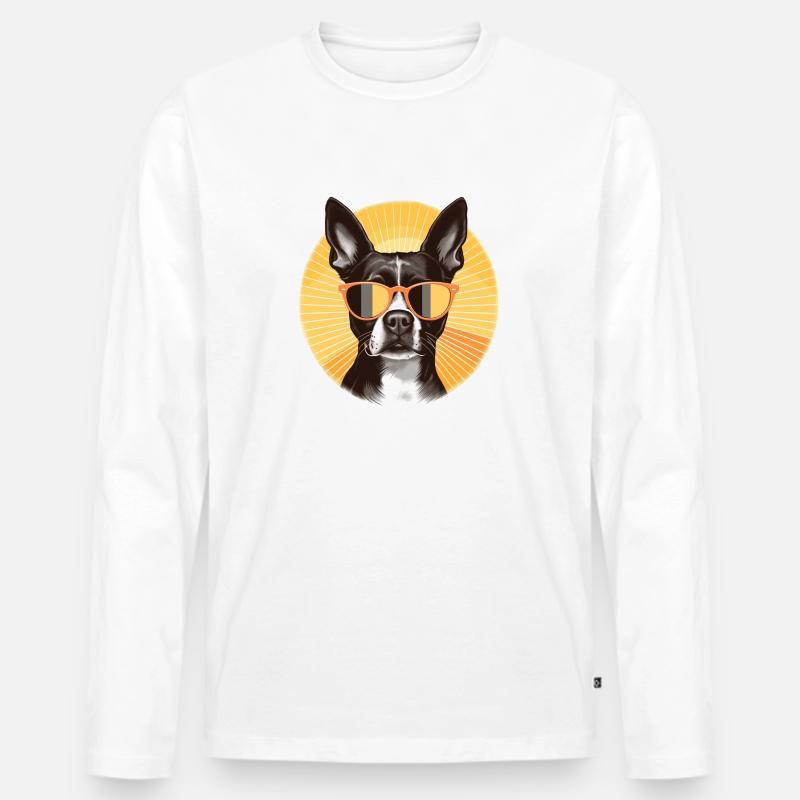 Boston Terrier 2 - Männer Premium Bio Langarmshirt - Weiß