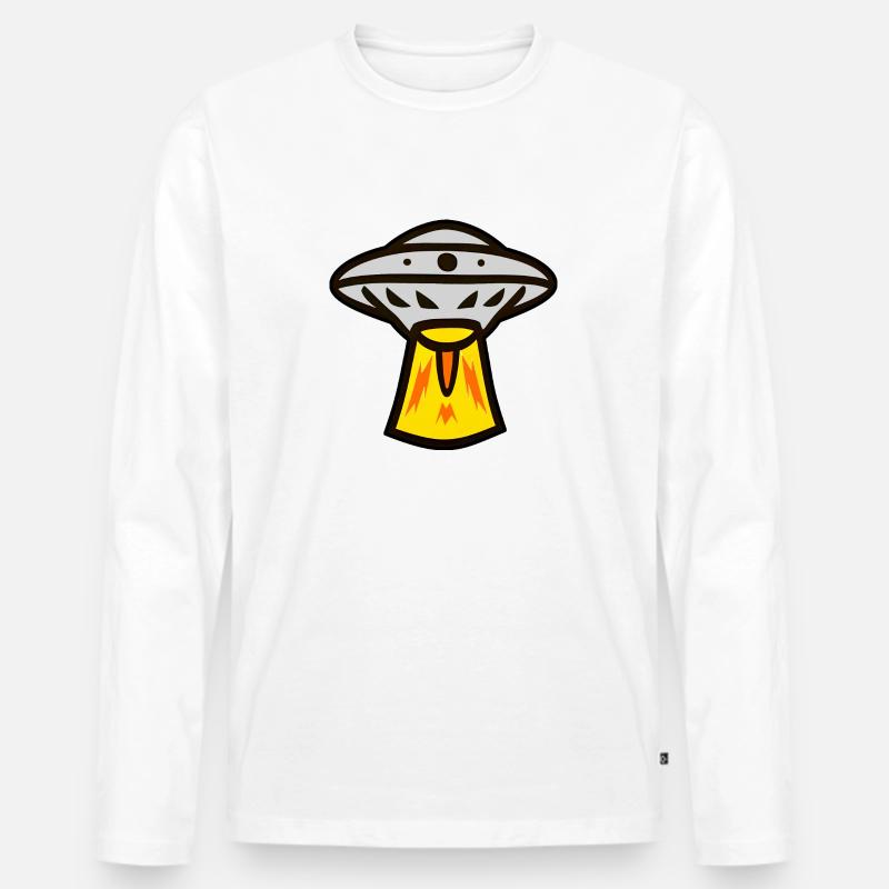 UFO Alien Raumschiff - Männer Premium Bio Langarmshirt - Weiß