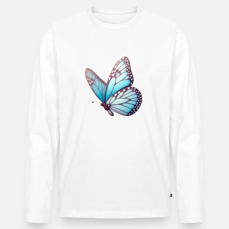 Papillon - Geflogene Leichtigkeit - Männer Premium Bio Langarmshirt - Weiß