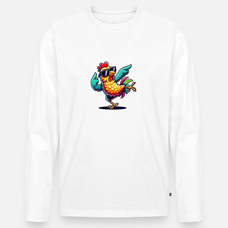 Huhn Comic - Männer Premium Bio Langarmshirt - Weiß