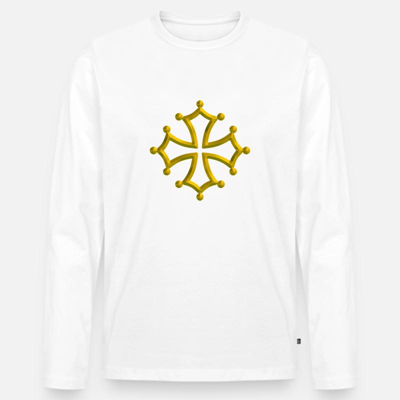 Okzitanisch Quer - Männer Premium Bio Langarmshirt - Weiß