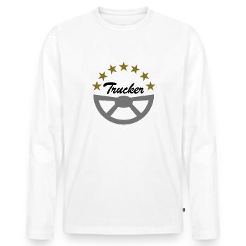 Routier Casquettes volant pilotes à distance - T-shirt manches longues Premium bio Homme - blanc - Devant - Nico (187cm)