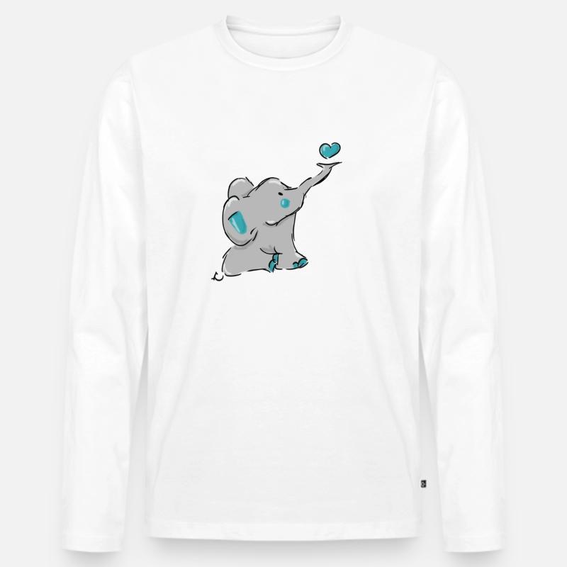 Süßer Elefant - Männer Premium Bio Langarmshirt - Weiß