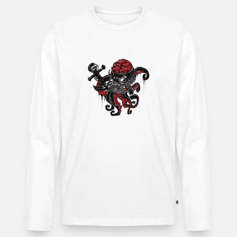 Oktopus - Männer Premium Bio Langarmshirt - Weiß