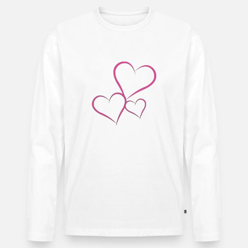 3 Herzen ,3 Hearts - Männer Premium Bio Langarmshirt - Weiß