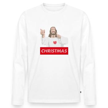 Jesus Christmas | ugly christmas - T-shirt manches longues Premium bio Homme - blanc - Devant - Nico (187cm)
