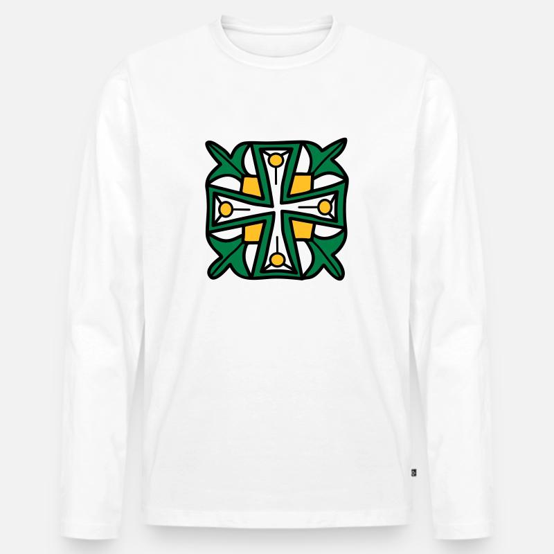 Keltisches Kreuz - Männer Premium Bio Langarmshirt - Weiß