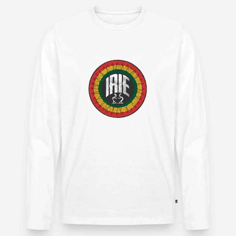 Irie Reggae - Männer Premium Bio Langarmshirt - Weiß