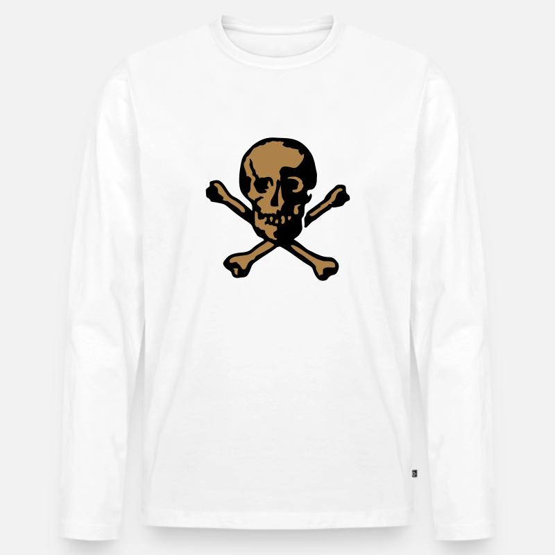 erschreckender Schädel 2 - Männer Premium Bio Langarmshirt - Weiß