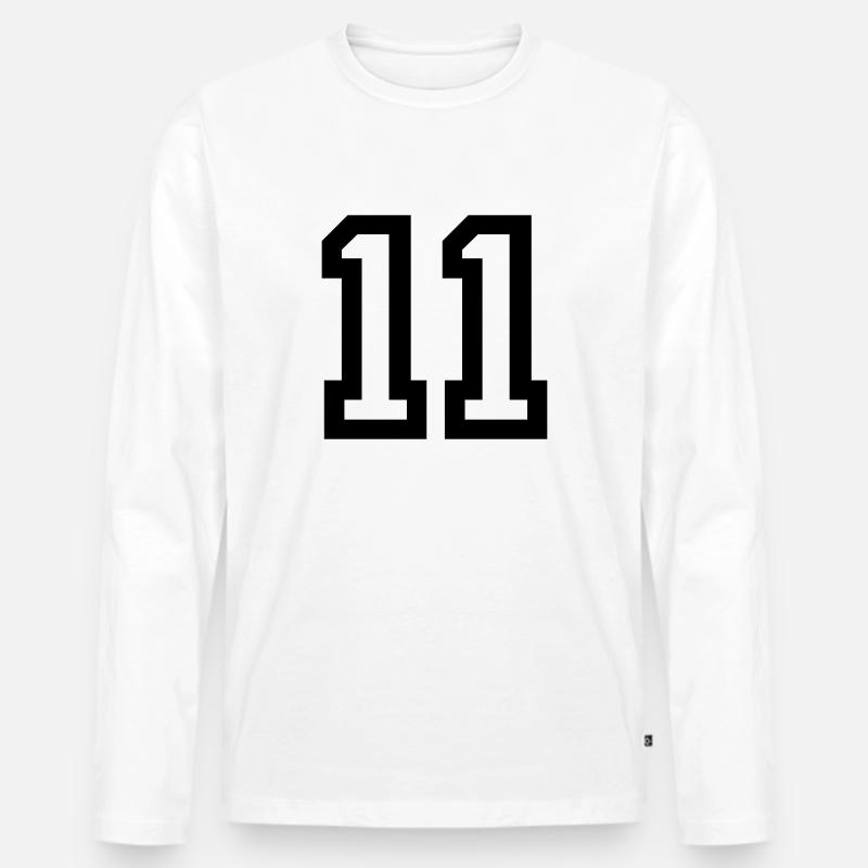 11 Collegestyle - Männer Premium Bio Langarmshirt - Weiß
