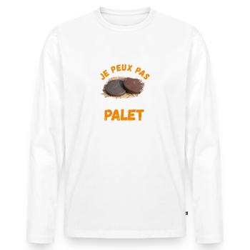je peux pas j'ai palet - T-shirt manches longues Premium bio Homme - blanc - Devant - Nico (187cm)