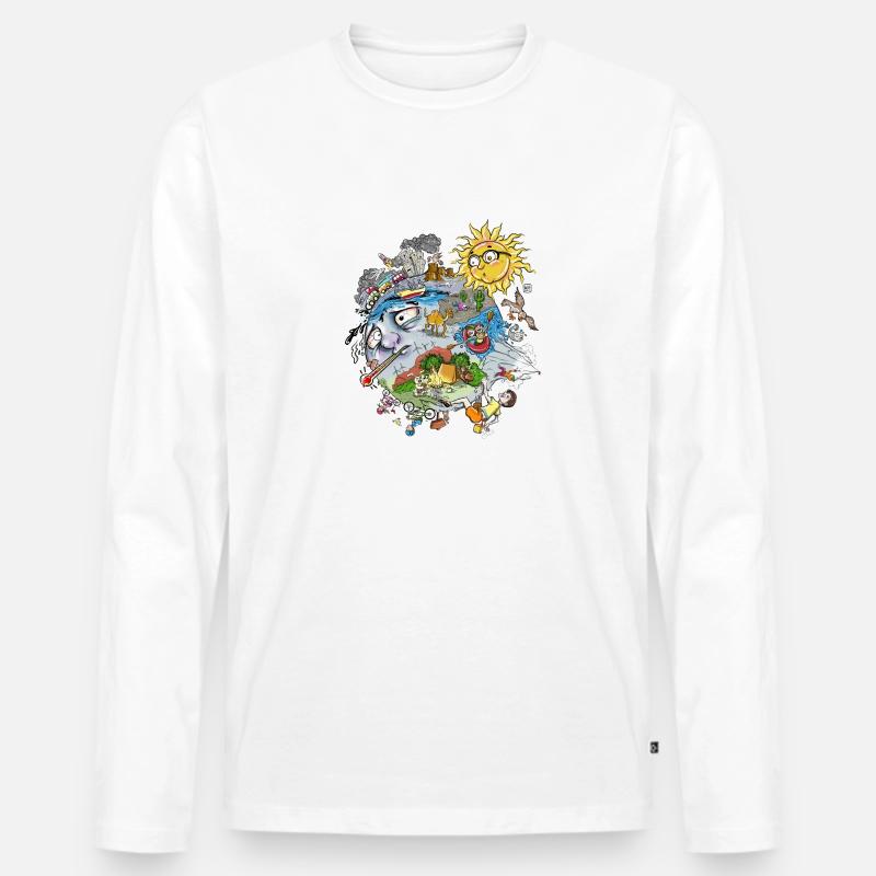 Think Global - Climb Local - No Text - Männer Premium Bio Langarmshirt - Weiß