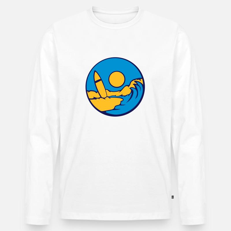 Surfbrett Strand Welle - Männer Premium Bio Langarmshirt - Weiß