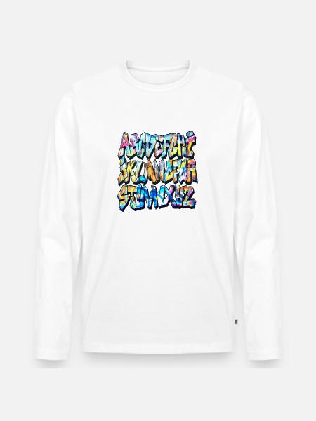 Alphabet graffiti - T-shirt manches longues Premium bio Homme - blanc