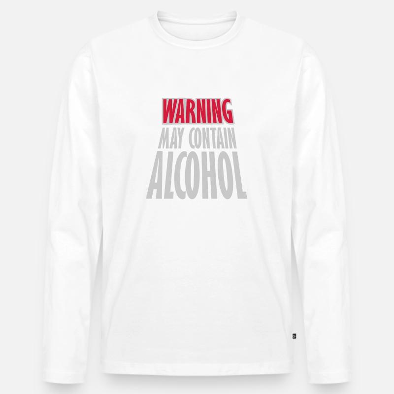 Warning May Contain Alcohol - Männer Premium Bio Langarmshirt - Weiß