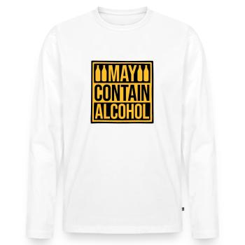 Hinweis May Contain Alcohol - Männer Premium Bio Langarmshirt - Weiß - Vorne - Nico (187cm)