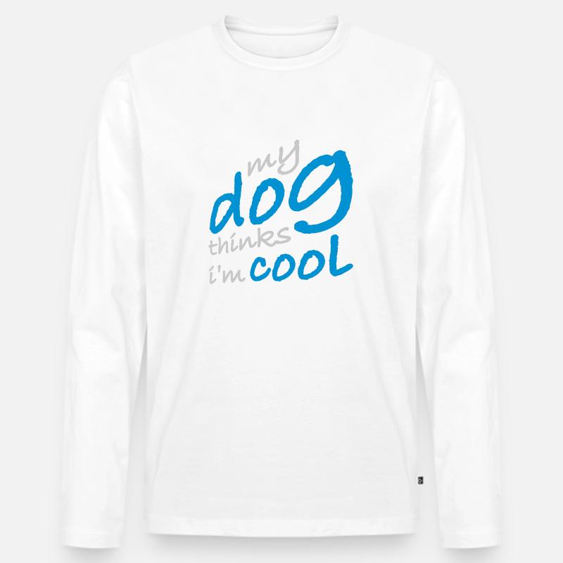 Dog thinks im cool - Männer Premium Bio Langarmshirt - Weiß