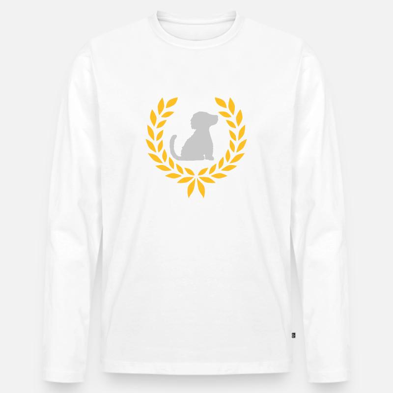 Braver Hund Lorbeerkranz Silhouette - Männer Premium Bio Langarmshirt - Weiß