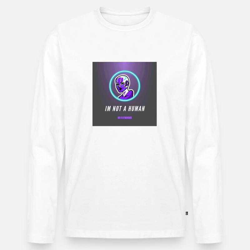 Im not a human - Männer Premium Bio Langarmshirt - Weiß