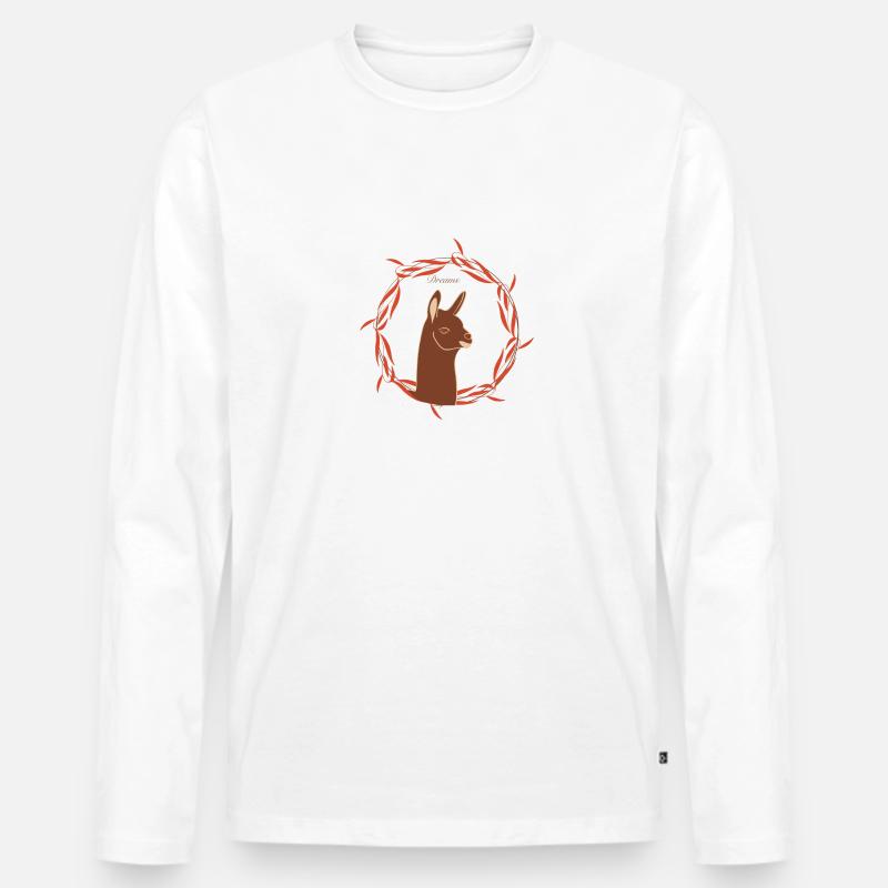Lama - Männer Premium Bio Langarmshirt - Weiß