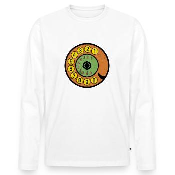 bunte Wählscheibe Vintage Retro Telefon Nostalgie - Männer Premium Bio Langarmshirt - Weiß - Vorne - Nico (187cm)