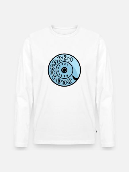 Wählscheibe Vintage Telefon anrufen Retro Technik - Männer Premium Bio Langarmshirt - Weiß