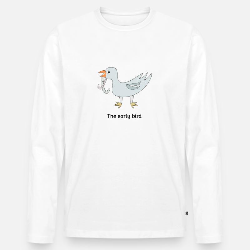The early bird - Männer Premium Bio Langarmshirt - Weiß