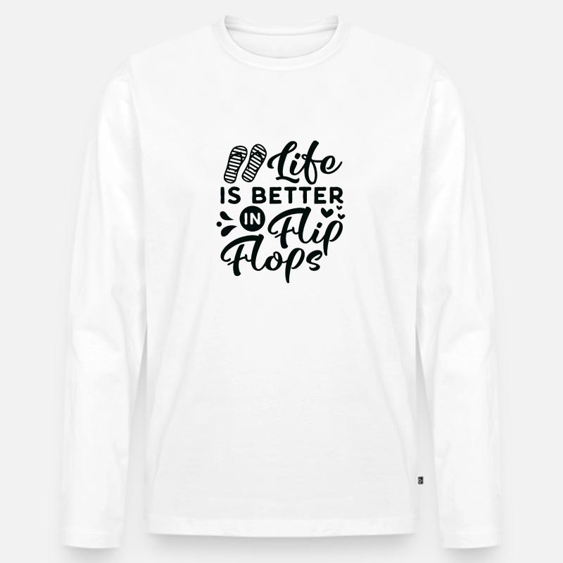 LIfe is better in Flips Flops - Männer Premium Bio Langarmshirt - Weiß