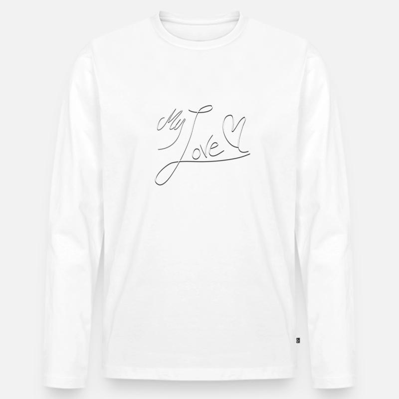 My Love Handschrift - Männer Premium Bio Langarmshirt - Weiß