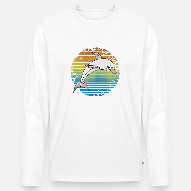 Delfin - Männer Premium Bio Langarmshirt - Weiß