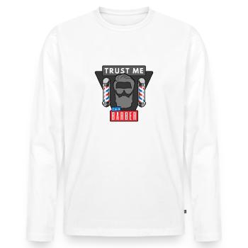 Trust me I ́m a Barber - Men's Premium Organic Long Sleeve Shirt - white - Front - Nico (187cm)
