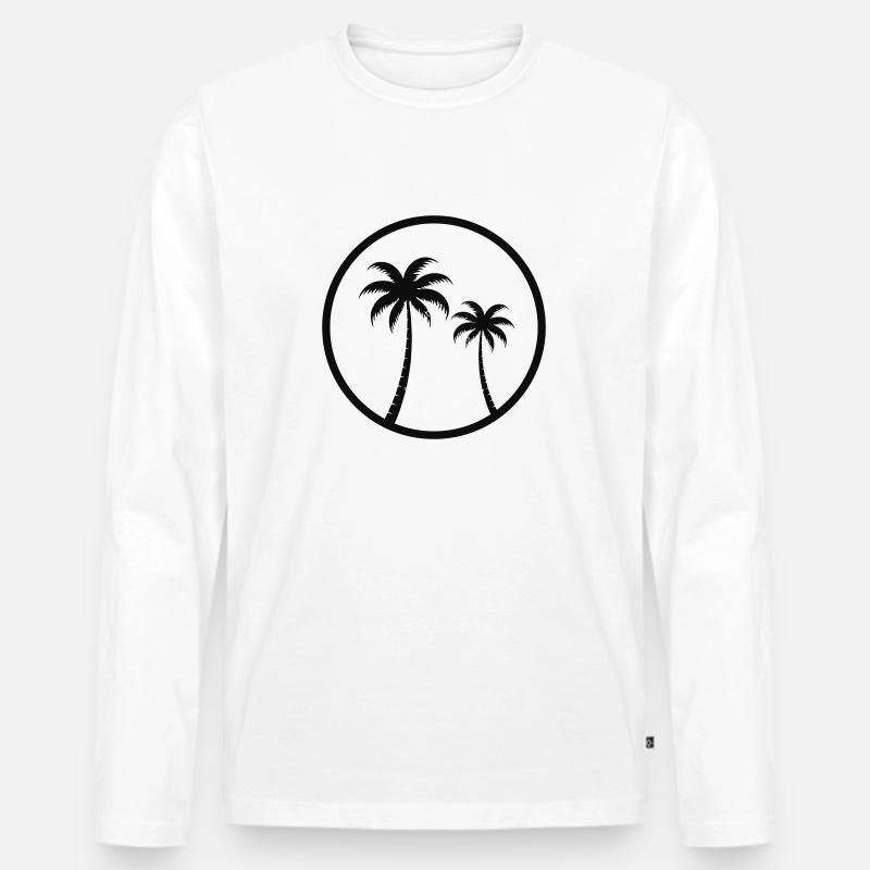 Palmen - Männer Premium Bio Langarmshirt - Weiß