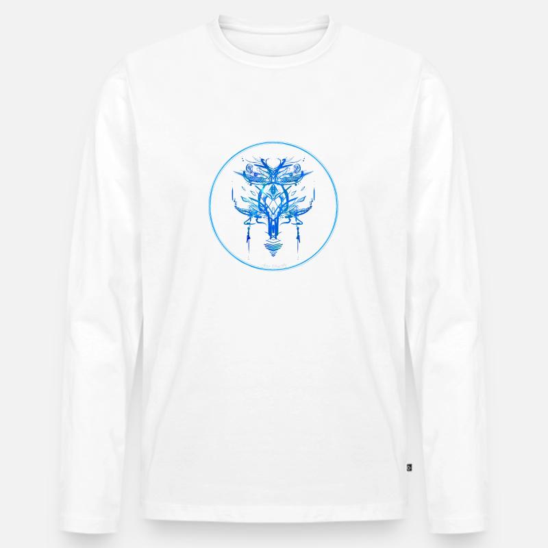 Mystique Collection ~ hellblau ~ n°1 - Männer Premium Bio Langarmshirt - Weiß