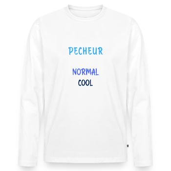 Je suis papy pêcheur comme papy normal plus cool - T-shirt manches longues Premium bio Homme - blanc - Devant - Nico (187cm)