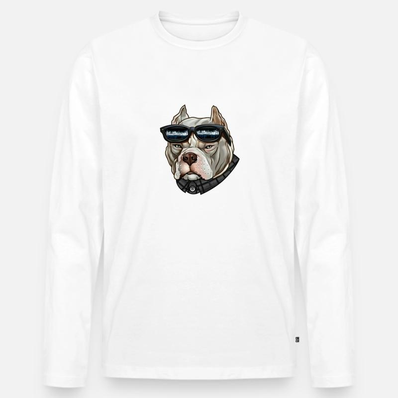 Hund cool - Männer Premium Bio Langarmshirt - Weiß