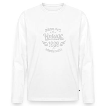Année de naissance 1989 cadeau d'anniversaire - T-shirt manches longues Premium bio Homme - blanc - Devant - Nico (187cm)