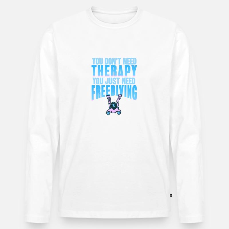 Du brauchst nur Freitauchen - Männer Premium Bio Langarmshirt - Weiß