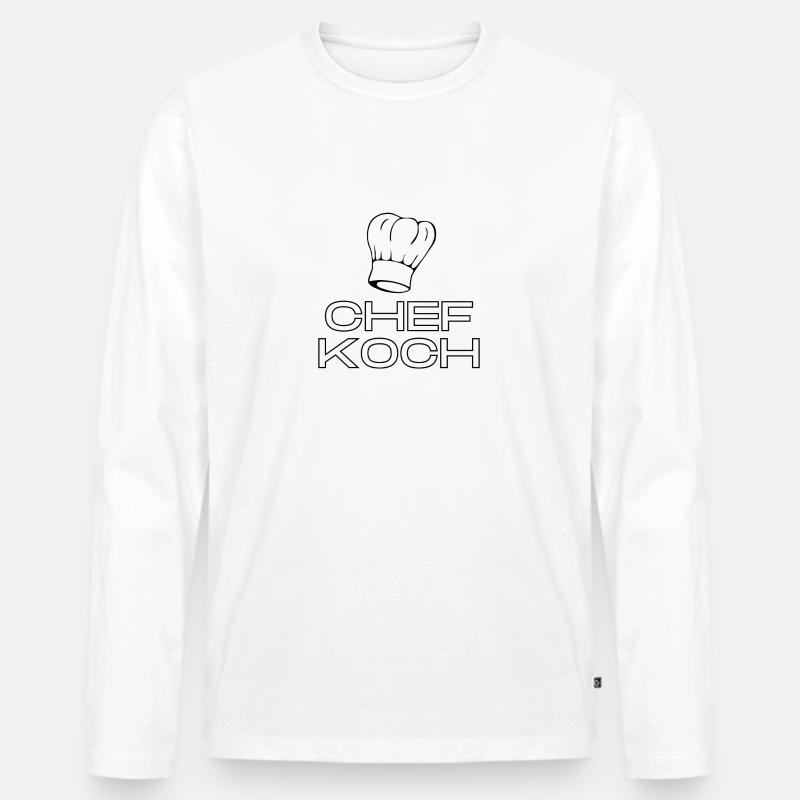 Chef Koch - mit Kochhaube - Männer Premium Bio Langarmshirt - Weiß