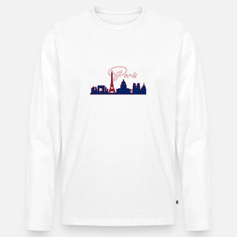 Silhouette Paris - Männer Premium Bio Langarmshirt - Weiß