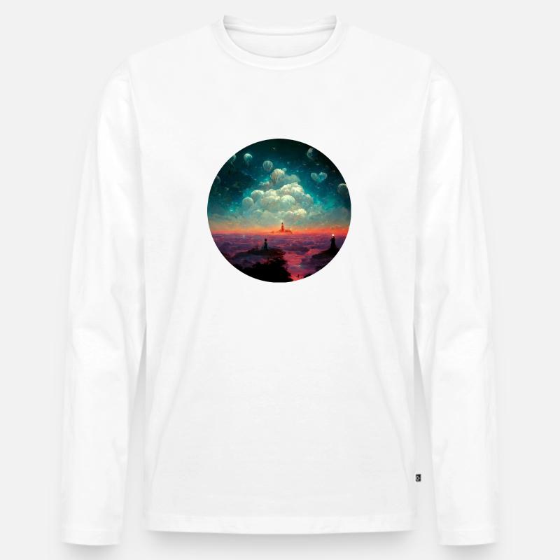 Fantastische Welt - Männer Premium Bio Langarmshirt - Weiß
